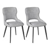 Twee luxe draaibare eetkamerstoelen van BukkitBow met chenille bekleding en metalen poten, set van 2 in een moderne eetkamer.
