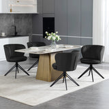 Luxe BukkitBow draaibare eetkamerstoel set van 2 met 360 graden draaibare zitting en modern design, zwart bekleed.