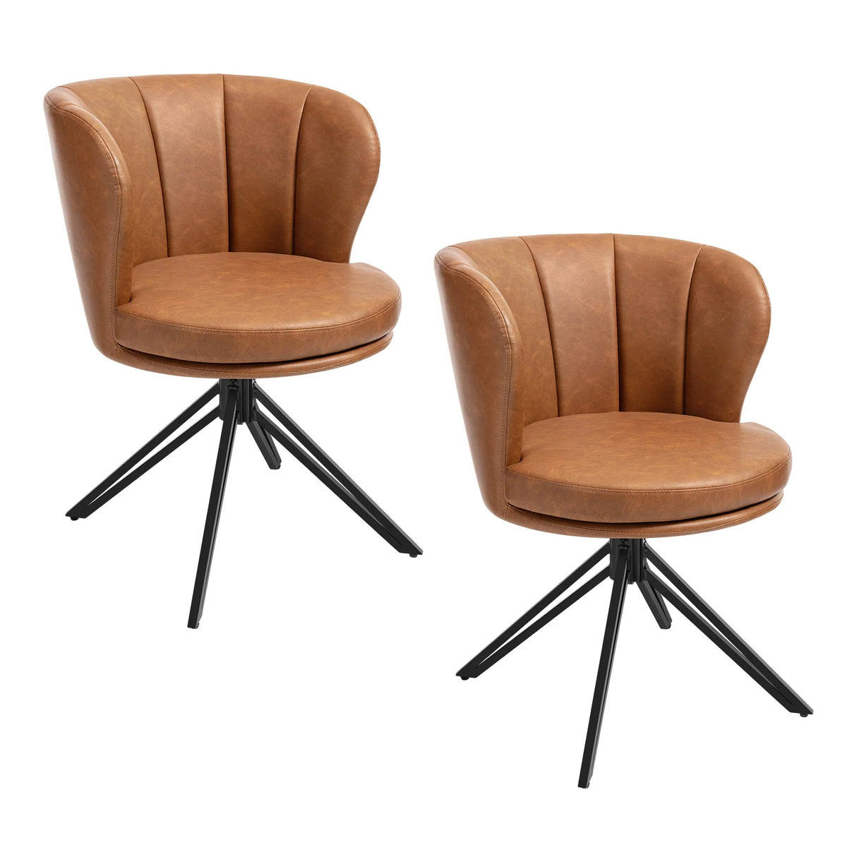 Luxe BukkitBow draaibare eetkamerstoel in set van 2, 360 graden draaibaar met modern design in een eetkameromgeving.