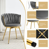 Set van 2 moderne BukkitBow luxe draaibare velvet eetkamerstoelen met rugleuning en metalen poten, elegant en comfortabel.