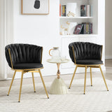 Set van 2 BukkitBow luxe draaibare velvet eetkamerstoelen met moderne uitstraling, zacht fluwelen bekleding en ronde rugleuning