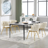 Set van 2 moderne BukkitBow luxe draaibare velvet eetkamerstoelen met gestikte rugleuning en houten poten.