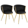Set van 2 moderne BukkitBow luxe draaibare velvet eetkamerstoelen met elegante rugleuning en zwart metalen poten.