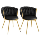Set van 2 moderne BukkitBow luxe draaibare velvet eetkamerstoelen met elegante rugleuning en zwart metalen poten.