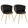 Set van 2 moderne BukkitBow luxe draaibare velvet eetkamerstoelen met elegante rugleuning en zwart metalen poten.