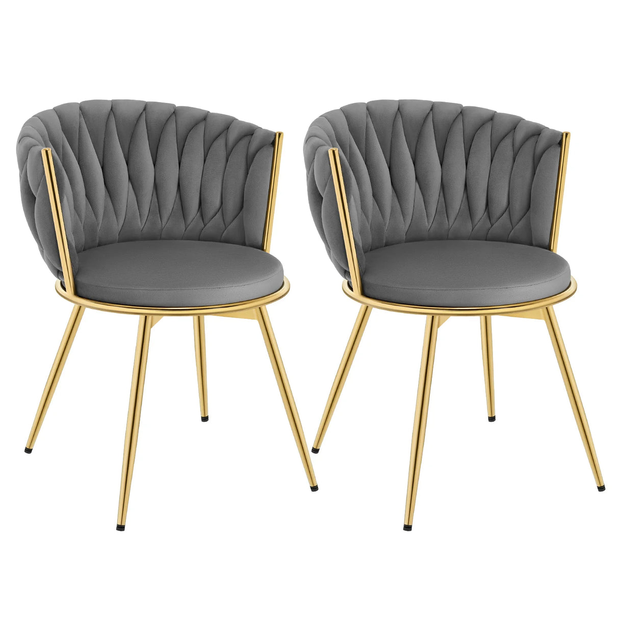 Set van 2 moderne BukkitBow luxe draaibare velvet eetkamerstoelen met gestoffeerde zittingen en ronde rugleuning.