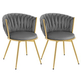 Set van 2 moderne BukkitBow luxe draaibare velvet eetkamerstoelen met gestoffeerde zittingen en ronde rugleuning.