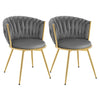 Set van 2 moderne BukkitBow luxe draaibare velvet eetkamerstoelen met gestoffeerde zittingen en ronde rugleuning.