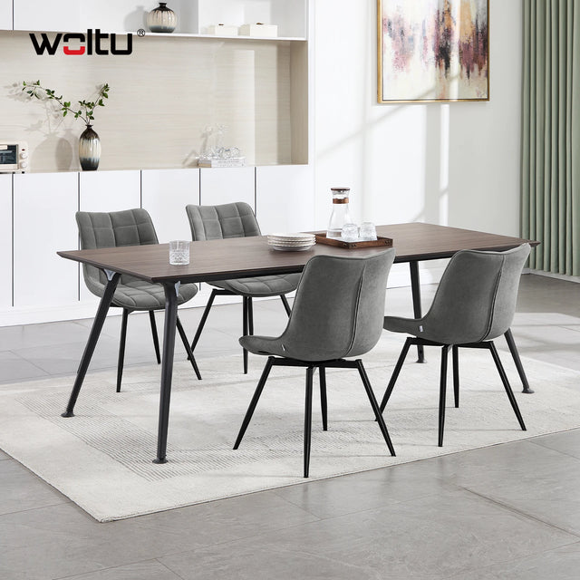 Set van 4 BukkitBow luxe draaibare velvet eetkamerstoelen, modern design met zachte bekleding en metalen poten.