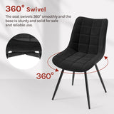 Set van 4 moderne BukkitBow luxe draaibare velvet eetkamerstoelen met gestikte bekleding en metalen poten.