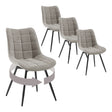 Set van 4 moderne BukkitBow luxe draaibare velvet eetkamerstoelen met gestikte zitting en hoge rugleuning in donkerblauw.