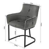 Luxe BukkitBow eetkamerstoel van fluweel met U-vormig metalen onderstel, comfortabele en multifunctionele fauteuil, zithoogte 46,5 cm