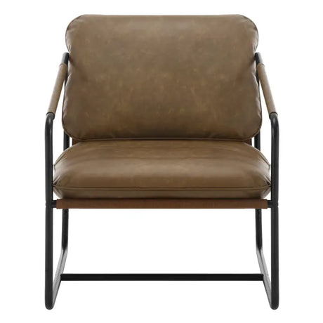 Luxe BukkitBow fauteuil met faux leer en metalen poten, afmetingen 65x80x75cm, modern en stijlvol ontwerp