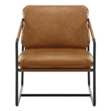 Luxe BukkitBow fauteuil in faux leer met metalen frame, afmetingen 65x80x75cm, modern design voor elegante interieurs