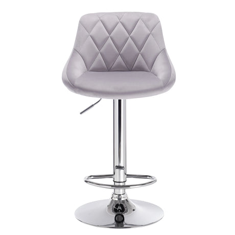 Luxe verstelbare en draaibare barkruk van BukkitBow met chroom onderstel en fluvelen zitting, modern en comfortabel voor bar of keuken