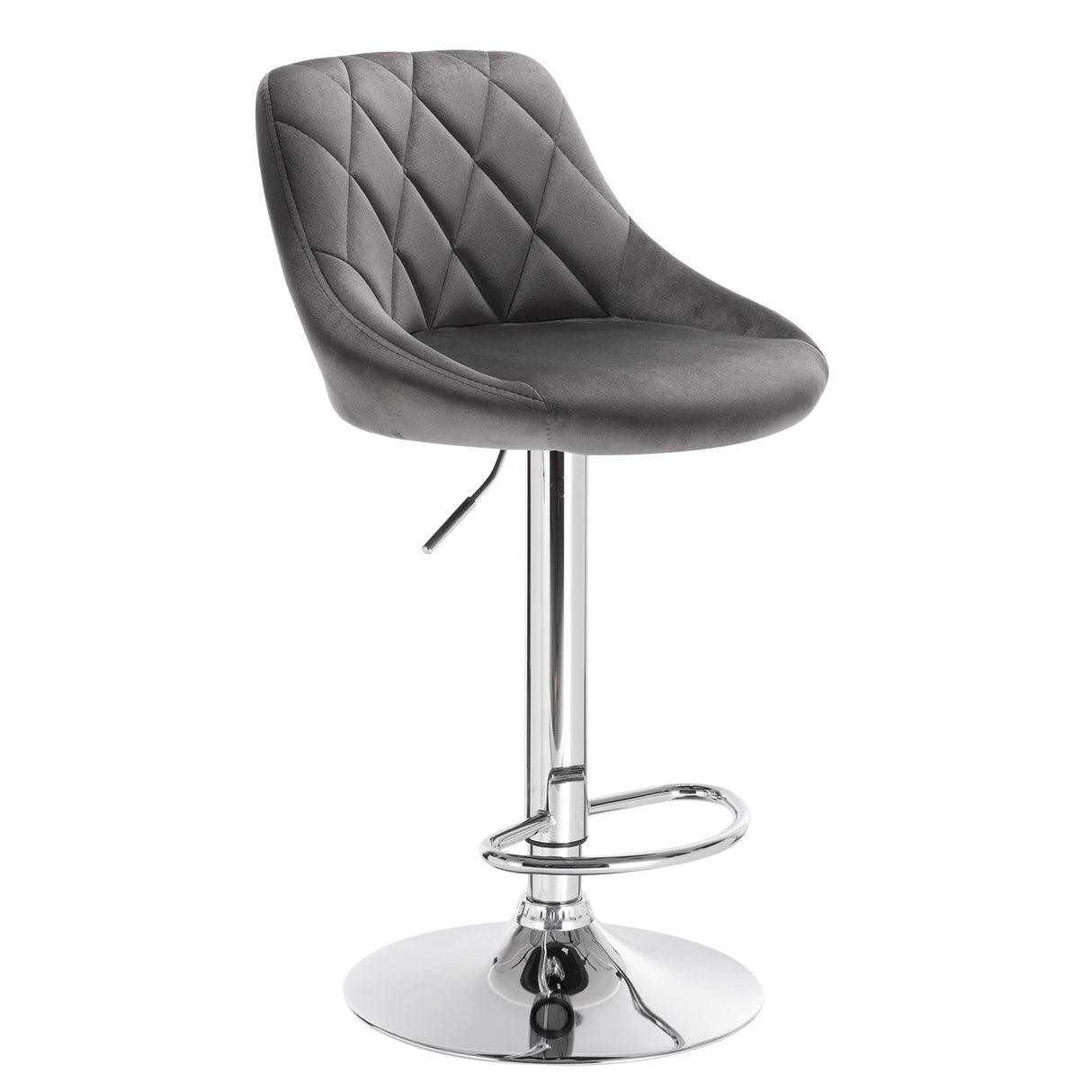Luxe BukkitBow fluvelen barkruk met verstelbare hoogte, draaibaar chroom onderstel en modern design voor in de bar of keuken.