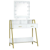Luxe BukkitBow kaptafel met LED-spiegel, opbergruimte en 2 lades, elegant meubel voor make-up en sieraden.