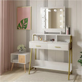 Luxe BukkitBow kaptafel met LED-spiegel, opbergruimte en twee lades, modern meubel voor kleding en make-up.