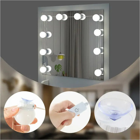 Luxe BukkitBow kaptafel met LED-spiegel, opbergruimte en 2 lades, modern meubel voor make-up en styling.
