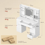 Luxe BukkitBow kaptafel met schuifspiegel, 9 laden, stopcontact en USB-poort, elegant meubel voor sieraden en make-up