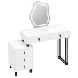 Luxe BukkitBow kaptafel met wolk-spiegel en vijf laden, wit met metalen frame, stijlvolle en functionele meubelstuk.