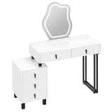 Luxe BukkitBow kaptafel met wolk-spiegel en vijf laden, wit met metalen frame, stijlvolle en functionele meubelstuk.