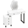 Luxe BukkitBow kaptafel met wolk-spiegel en vijf laden, wit met metalen frame, stijlvolle en functionele meubelstuk.
