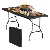 Luxe opvouwbare tuin Tuintafel van BukkitBow, 180cm, weerbestendig, ideaal voor buitengebruik, zwart ontwerp