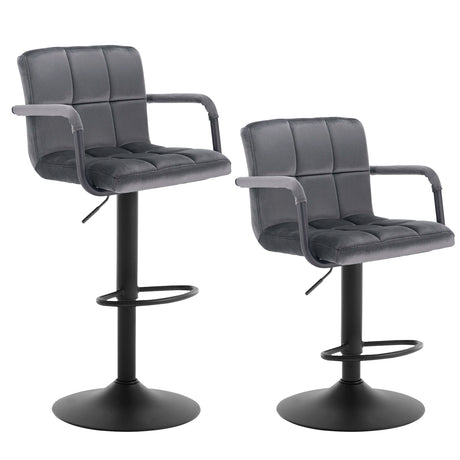 Set van 2 BukkitBow luxe velvet barkrukken met armleuning, verstelbare hoogte, elegante design en comfortabele zit.