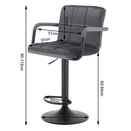 Set van 2 BukkitBow luxe velvet barkrukken met armleuning, verstelbare hoogtes, stijlvolle zitcomfort en moderne uitstraling.