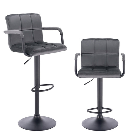 Set van 2 BukkitBow luxe velvet barkrukken met armleuning, verstelbare hoogte en comfortabele zit voor in de eetkamer of bar