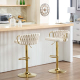 Set van 2 BukkitBow luxe fluwelen barkrukken met gevlochten rugleuning, elegante en comfortabele zitplek voor de eettafel.