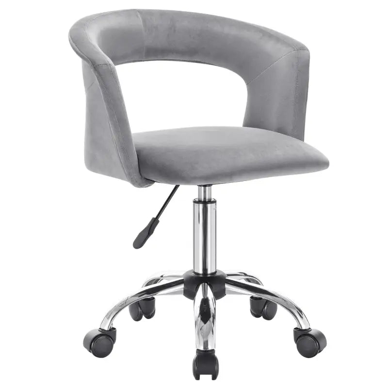 Luxe velvet bureaustoel van BukkitBow met wieltjes, zacht bekleed en ergonomisch ontworpen voor comfortabel werken.