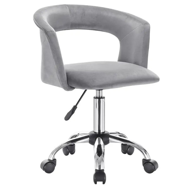 Luxe velvet bureaustoel van BukkitBow met wieltjes, zacht bekleed en ergonomisch ontworpen voor comfortabel werken.