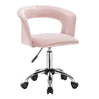 Luxe velvet BukkitBow bureaustoel met wieltjes, comfortabele ergonomische zitting en chique donkerblauwe bekleding.