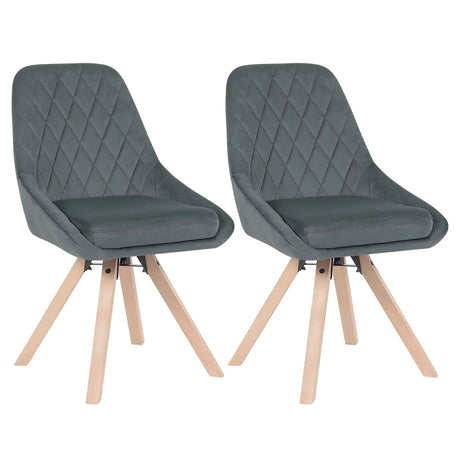 Set van 2 BukkitBow luxe velvet eetkamerstoelen met 360° draaifunctie, elegante en comfortabele zithouding in modern ontwerp