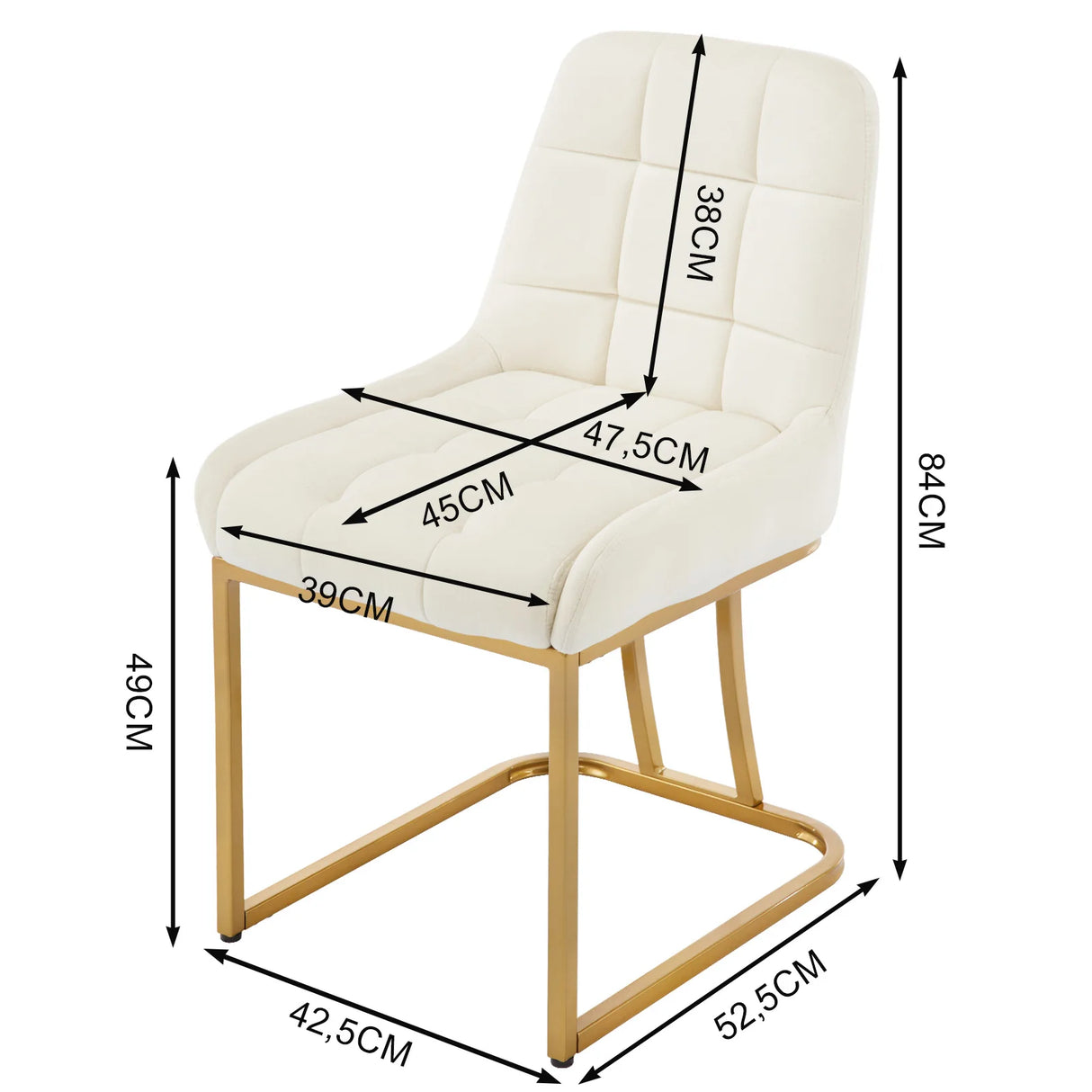 Twee luxe velvet eetkamerstoelen van BukkitBow met gouden frame, elegante design en comfortabele zithouding.