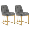 Twee luxe velvet eetkamerstoelen van BukkitBow met gouden frame, elegant design en comfortabele zit, set van 2 stuks.