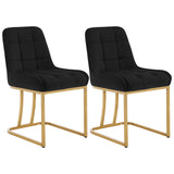 Twee luxe velvet eetkamerstoelen van BukkitBow met gouden frame, stijlvolle set van 2 stoelen voor eethoek of keuken.