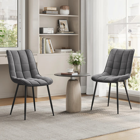BukkitBow luxe velvet eetkamerstoel met metalen poten, set van 2, elegante en comfortabele eetkamerstoelen in donkerblauw