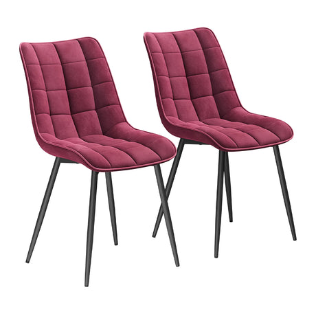 Twee luxe velvet eetkamerstoelen van BukkitBow met metalen poten, modern en comfortabel, set van 2 stoelen in een stijlvolle eetkamer.