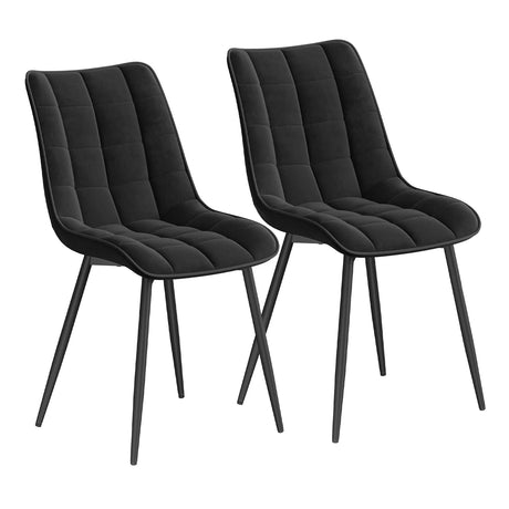 Set van 2 BukkitBow luxe velvet eetkamerstoelen met metalen poten, stijlvolle en comfortabele eetkamerstoel in modern design