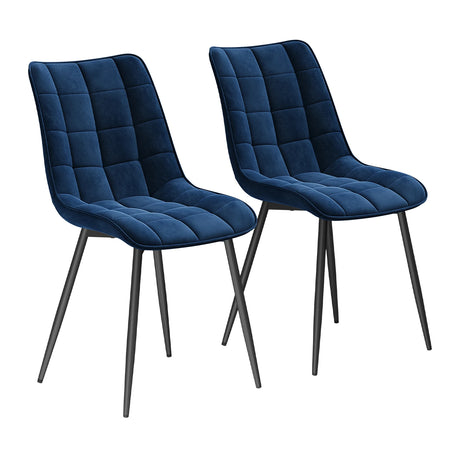 Twee luxe velvet eetkamerstoelen van BukkitBow met metalen poten, modern design en zachte bekleding, set van 2.