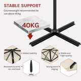 Luxe BukkitBow zwevende parasol met slinger en beschermhoes, 310cm, grote zonwering met stijlvolle design en stevige constructie.