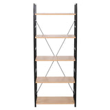 Industriële metalen boekenkast van BukkitBow in laddervorm met 5 planken, afmetingen 28x60x148cm, modern en robuust design.