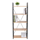 Industriële metalen ladderboekenkast van BukkitBow met 5 planken, afmetingen 28x60x148 cm, voor moderne opslag en decoratie.
