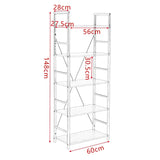 Metalen industriële ladderboekenkast van BukkitBow met 5 planken, afmetingen 28x60x148 cm, stoer en functioneel design