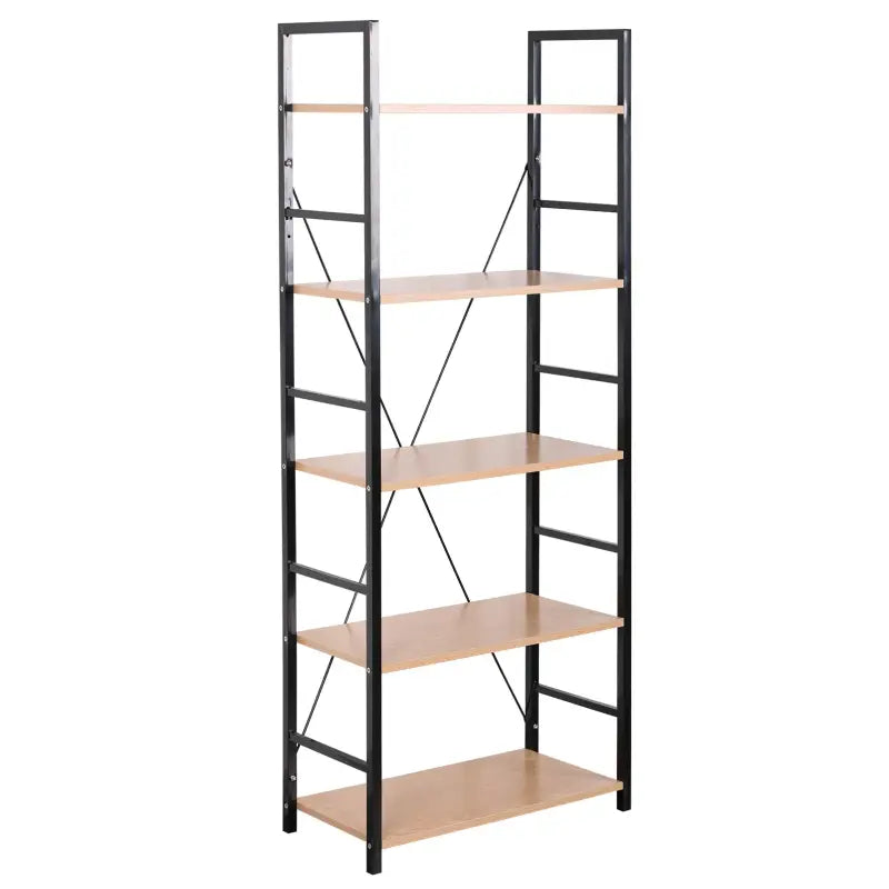 Industriële metalen ladderboekenkast van BukkitBow met 5 planken, afmetingen 28x60x148 cm, in een stoer industriële stijl