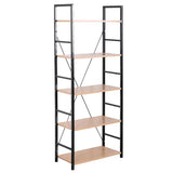 Industriële metalen ladderboekenkast van BukkitBow met 5 planken, afmetingen 28x60x148 cm, in een stoer industriële stijl