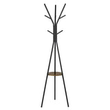 BukkitBow metalen kapstok in driehoekvorm met plankje en negen haken, zwart, 180 cm hoog, voor kleding en accessoires
